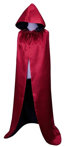 VGLOOK Unisex Christmas Halloween Witch Party Reversible Hooded Adult Vampires Cape Cloak (black/red) - Image 4