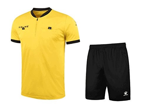 KELME Pro Soccer Referee Jersey Uniform Short Sleeve - Includes Ref Shirt and Shorts (Small, Yellow) - Image 1