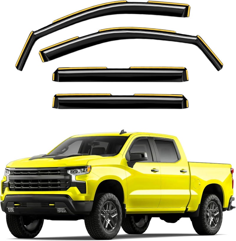 Deejecsun In-Channel Window Rain Guards for Chevy Silverado 1500/GMC Sierra 1500 (2019-2026) Crew Cab - Image 1