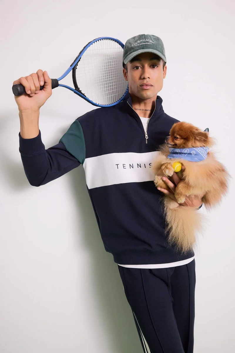 ديفاكتو DeFactoFit Boxy Fit Stand Collar Half Zippered Sweatshirt