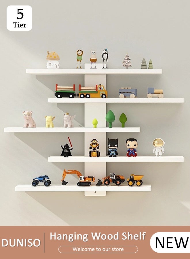 DUNISO 5-Tier Wall Mounted Display Shelf for Anime Figurines Shelf, Dolls, Green Plants & Statues – White Hanging Rack for Home, Study Room, or Children's Room,anime shelf,Creative Home Decor - Image 1