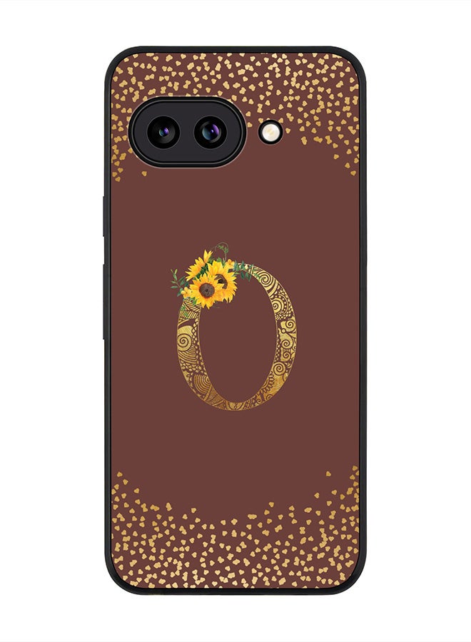 Stylizedd For Google Pixel 9a Case,Slim fit Camera Protection, Shockproof Thin Phone cover  - Custom Floral Monogram - O  (Brown )