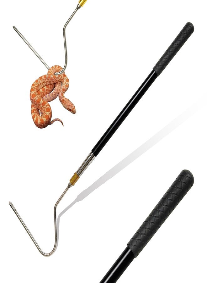 Wamlet 22"~64" Snake Hook Reptile Catcher Stick Tongs Rattlesnakes Grabber Pick-up Handling Tool Kit for Catching Controlling or Moving Python Copperhead (Small Snake Hook - Black) - Image 1