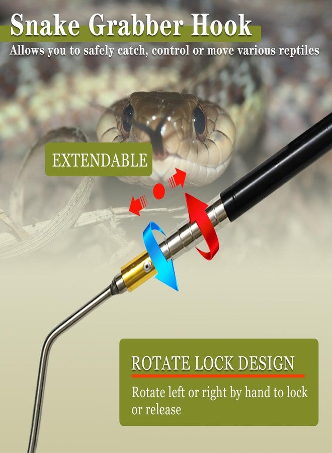 Wamlet 22"~64" Snake Hook Reptile Catcher Stick Tongs Rattlesnakes Grabber Pick-up Handling Tool Kit for Catching Controlling or Moving Python Copperhead (Small Snake Hook - Black) - Image 4
