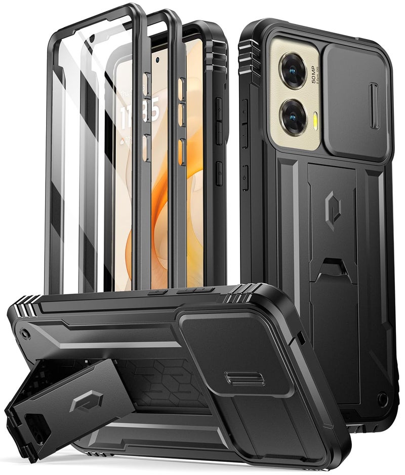 Poetic Revolution Case for Motorola Moto G Stylus 5G 2024,[Slide Camera Cover],[20FT Mil-Grade Drop Tested], Full-Body Grade Rugged Shockproof Cover with Kickstand and Built-in-Screen Protector, Black - Image 1