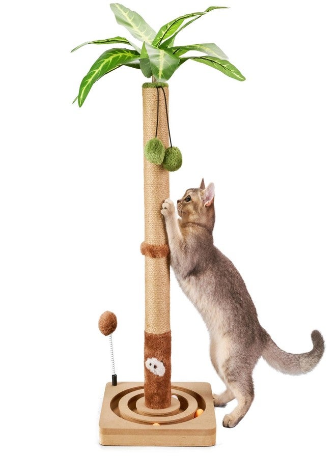 MECOOL Cat Scratching Post Sturdy and Premium Scratch Posts with Hanging Ball and Ball Track Toy Cute Cat Tree 30in for Indoor Kittens - Image 1