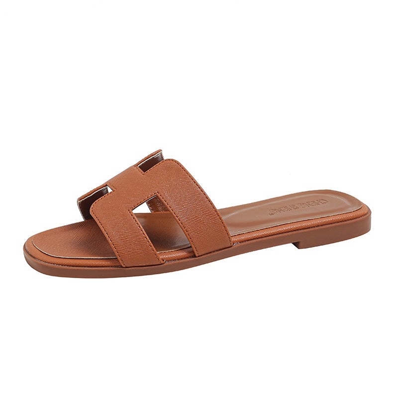 2024 Fashion Womens Slippers Slim Summer Flats Brown 