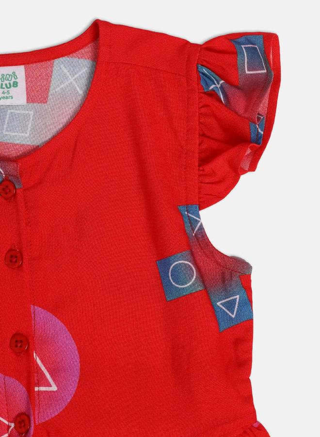 MINIKLUB Girls Printed Ruffle Sleeve Casual Dress - Image 4