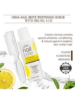 Gena Nail Brite Whitening Scrub With Brush Cleans Conditions & Brightens Nails 4 Oz  - Image 2