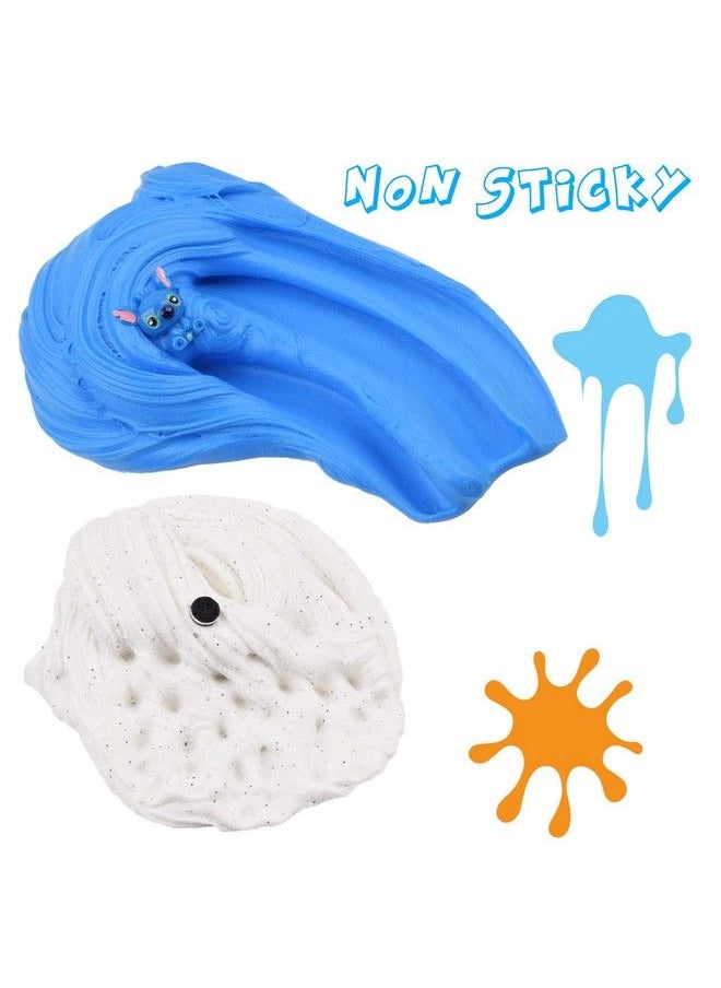 Tonlead - 2 Pack Butter Slime Kit Blue Stitch White Oreo Charm With Glitters Foam Scented Slime Soft Cotton Putty Diy Sludge Toys For Girls Boys Premade Slime Kids Party Favors(100Ml Each*2) - Image 1