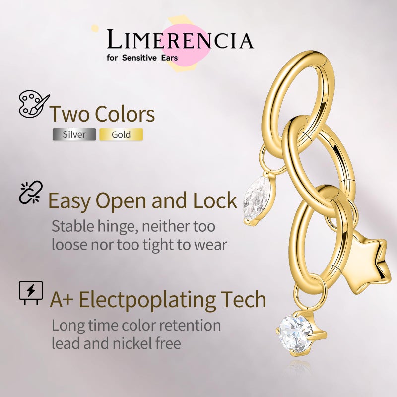 Limerencia G23 Titanium Hoops Rook Piercing Jewelry 6mm 8mm 16G 18G Implant Grade Titanium Dangle Huggie Rook Earrings Cartilage/Conch/Daith/Helix Piercing Stacking Rings for Women Men Sensitive Ears - Image 3