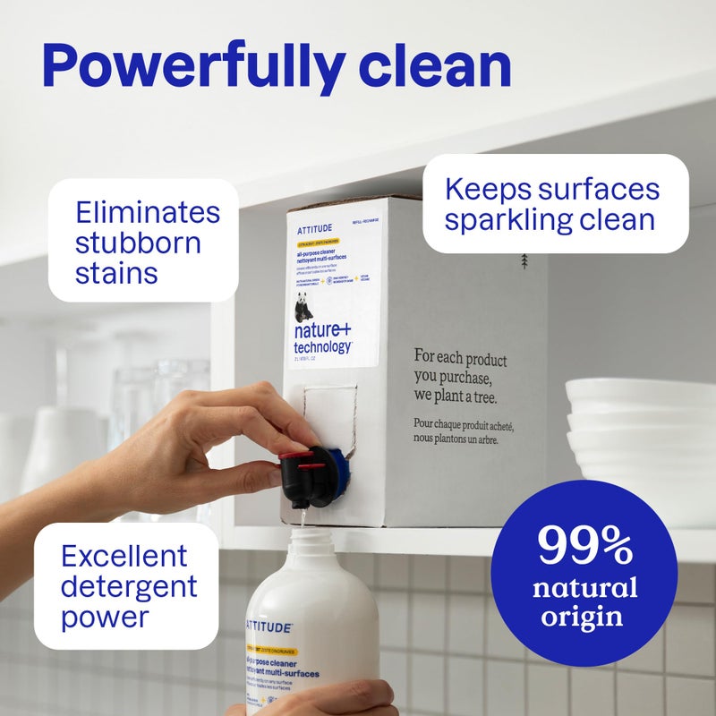 ATTITUDE All Purpose Cleaner Spray, EWG Verified, Vegan, Made with 94% Plant-Based Ingredients, Streak-Free for Kitchen, Bathroom, Glass & More, Unscented, 27.1 Fl Oz - Image 3