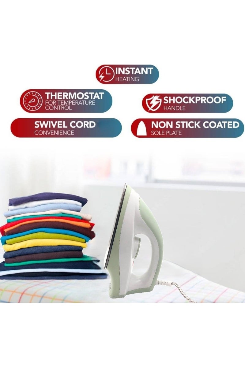 JIHAM Iron Box - Dry Iron 1000W with Non-Stick Soleplate & 360° Swivel Cord – Adjustable Temperature Control, Lightweight & Durable for All Fabrics - Image 3