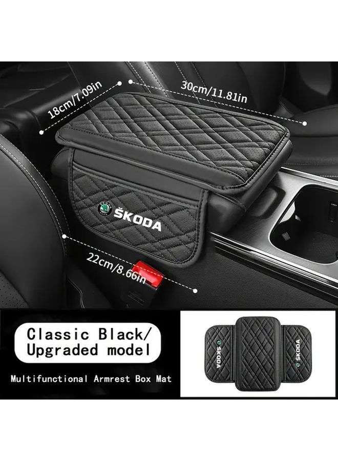 1pc Car Armrest Pad with Storage Pockets Durable Faux Leather Scratch Resistant - Image 2