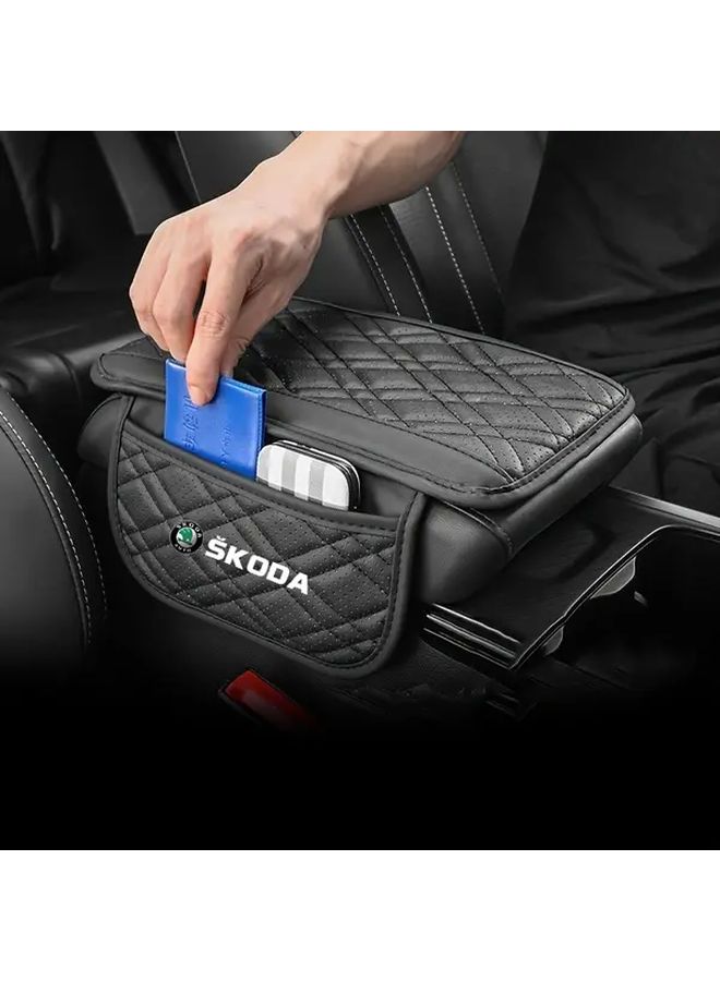 1pc Car Armrest Pad with Storage Pockets Durable Faux Leather Scratch Resistant - Image 3