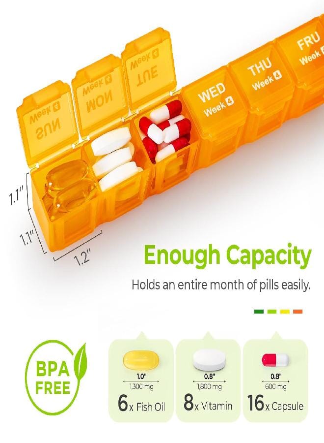 AUV0N AUVON Monthly Pill Organizer Moistureproof, Large 28 Days Pill Case with Removable 4 Weeks Pill Box Rows, Travel-Friendly Pill Container for Fish Oils, Vitamins, Supplements and Medications - Image 4