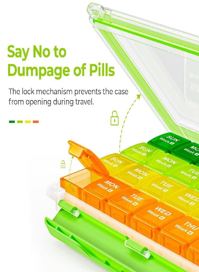 AUV0N AUVON Monthly Pill Organizer Moistureproof, Large 28 Days Pill Case with Removable 4 Weeks Pill Box Rows, Travel-Friendly Pill Container for Fish Oils, Vitamins, Supplements and Medications - Image 5