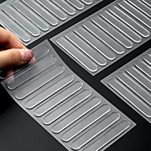 SWILAK Cabinet Door Bumper Clear Rubber Bumper Strips Glass Table Top Anti Slip Pads Clear Bumper Strips with Adhesive Backing Soft Closing Pad for Protecting Walls 30 - Image 2