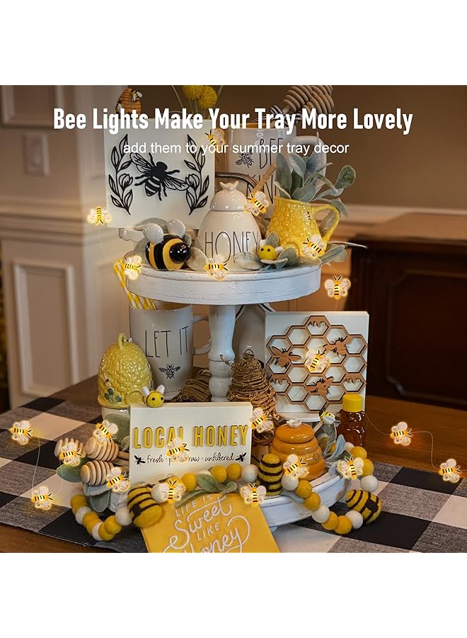 erorex Bee Lights Decor 10Ft 30 Led Cute Bee String Fairy Lights Battery Operated Honey Bee Gifts For Women Girls Bee Decorations For Bedroom Plants Patio Party Wedding Party Xmas - Image 4
