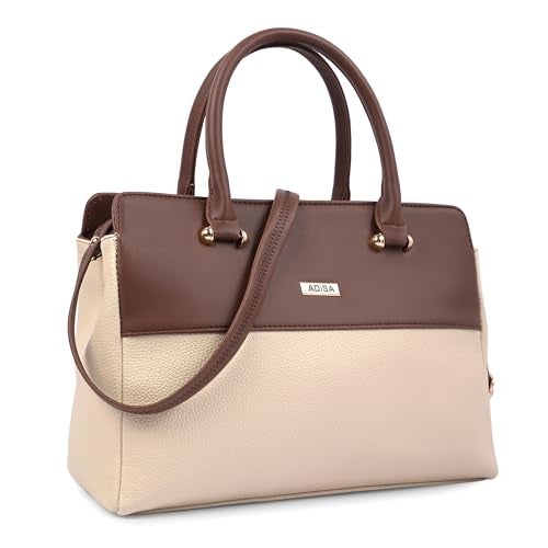 ADISA Color Block handbag shoulder bag satchel for women and girls with sling belt (AD4088-CRE) - Image 1