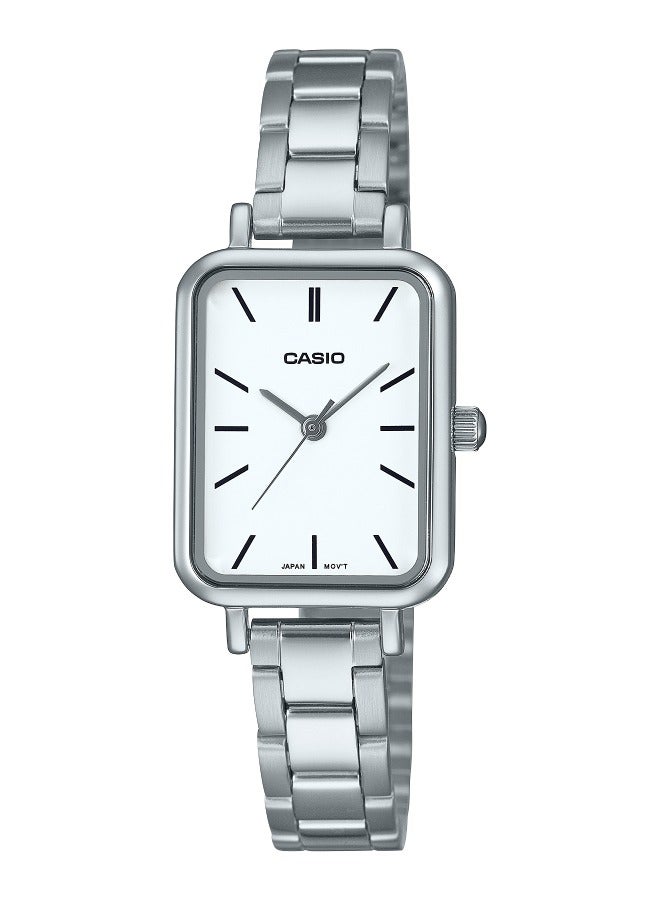 CASIO ساعة نسائية أنالوج بمينا مستطيلة من الفولاذ المقاوم للصدأ LTP-V009D-7E - Image 1