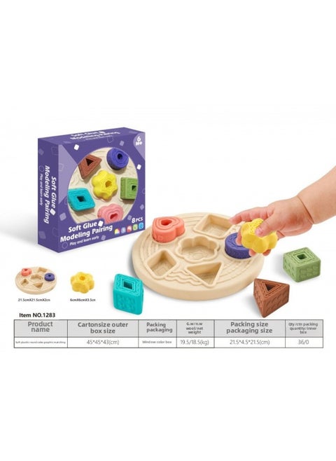 Export Baby Play Soft Glue Stacked Le Sessele Digital Animal Building Blocks Finger Doll Toy-Color:Soft Plastic Round Cake Graphic Matching Plate