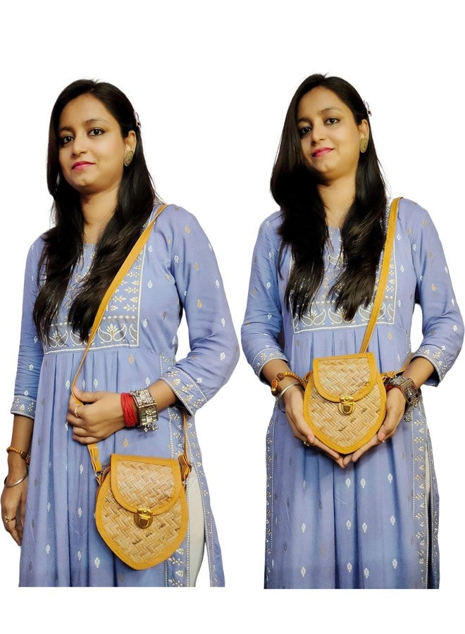 CLASSIQUE Bamboo Bag Shital Pati Handmade Women's Heart Shape Sling Bag Eco-Friendly & Functional Shoulder Crossbody Specially for Ladies (Heart Sling Bag) - Image 2