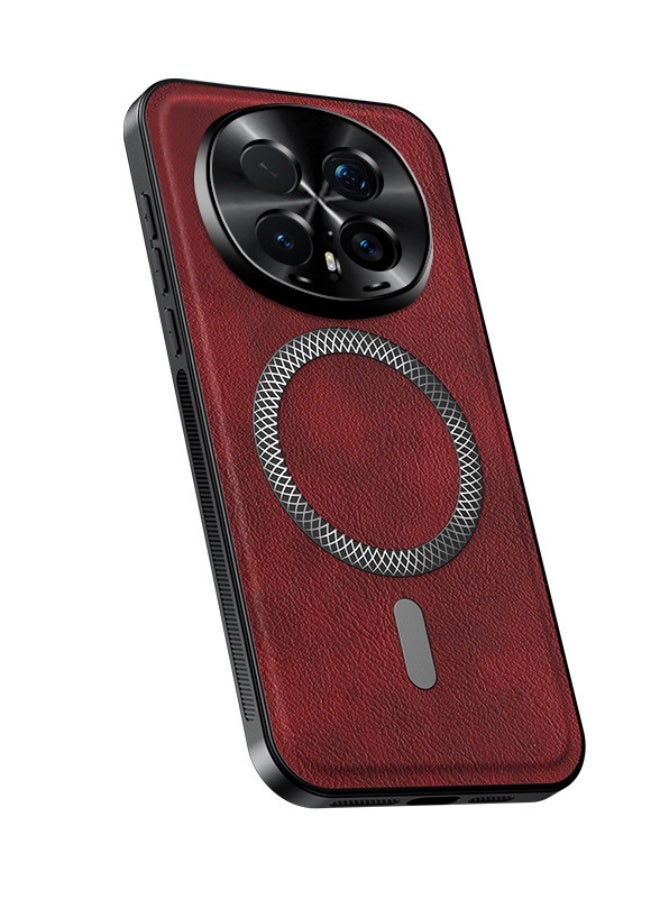 general Magnetic Case Compatible with Honor Magic 8 Pro, PU Leather Case [Support Wireless Charging] Camera Lens Protection Shockproof Protective Cover for Honor Magic 8 Pro