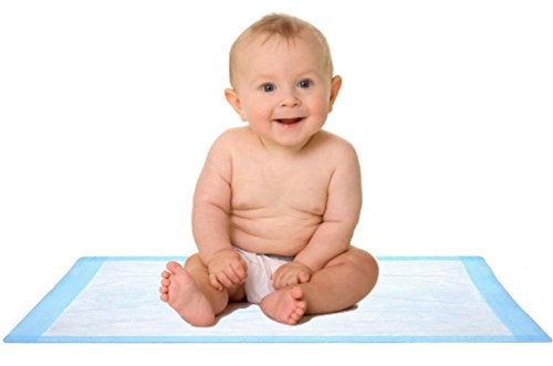 Disposable Baby Changing Pad Liner  Economy Pack 50 Count 17 x 24 Inch  Waterproof Absorbent Blue Hospital Underpad for Incontinence with Moisture Protector  Small Chux by BrightCare