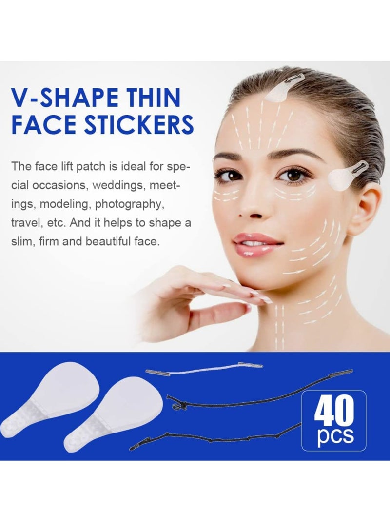 Generic 40-Piece Face Lift Tapes, Invisible Face Lifting Patches, with 3 Elastic Ropes, Hide Facial and Neck Wrinkles, Lift Saggy Skin  - Image 3