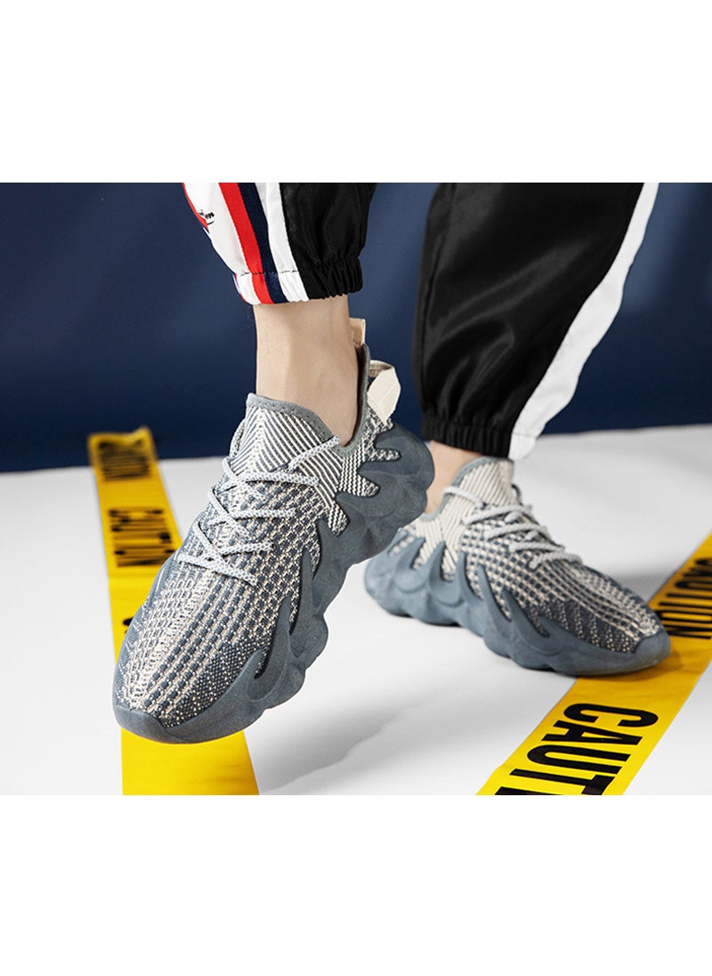 Sharpdo - Men's Fashionable Fly Knit Sports Coconut Shoes Round Toe Casual Shoes Men's Running Shoes - Image 1
