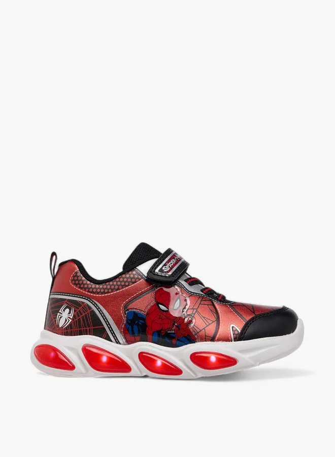 MARVEL Spider-Man Print Light-Up Sneakers with Hook and Loop Closure