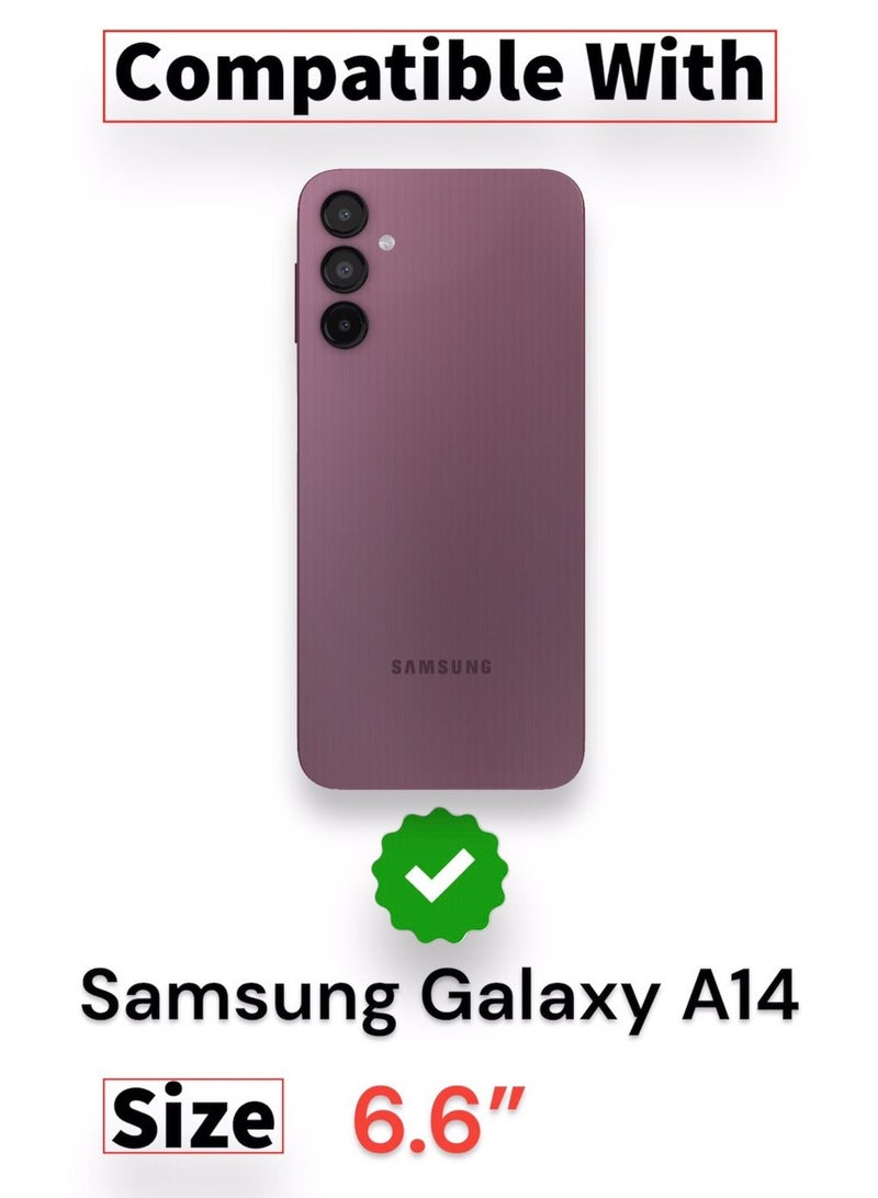 For Samsung Galaxy A14 Clear View Flip Case , Without Sensor , Stand Watching Position , Mirror Full Protection Cover Compatible With Samsung Galaxy A14 (6.6') (Silver) - Image 2