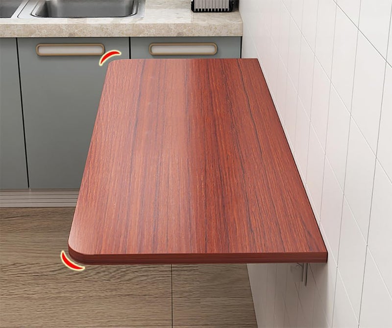 VITION Computer Wall Mount Stand Folding Wall-Mounted Drop-Leaf Table,Metal Folding Shelf Bench Table Bracket (Walnut, 40 X 60 cm) - Image 4