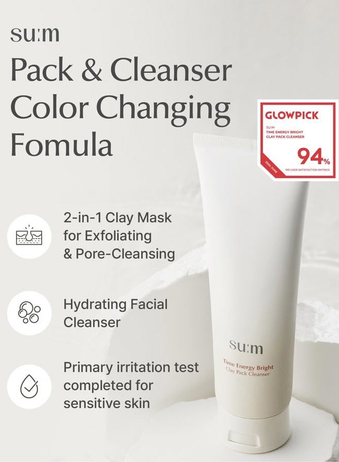 SU:M One Minute Clay Mask - Pore Cleanser & Hydrating 2-in-1 Korean Face Mask and Facial Cleanser for Blackheads, Exfoliation & Smooth Skin, 5.07 fl oz - Image 2