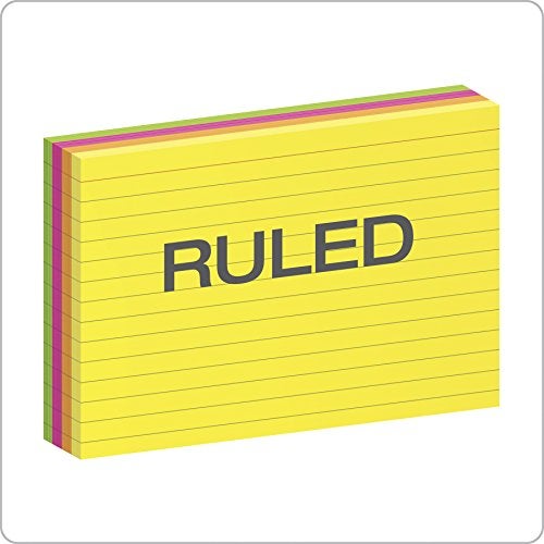 Oxford Neon Index Cards, 4" x 6", Ruled, Assorted Colors, 100 Per Pack (99755EE) - Image 2