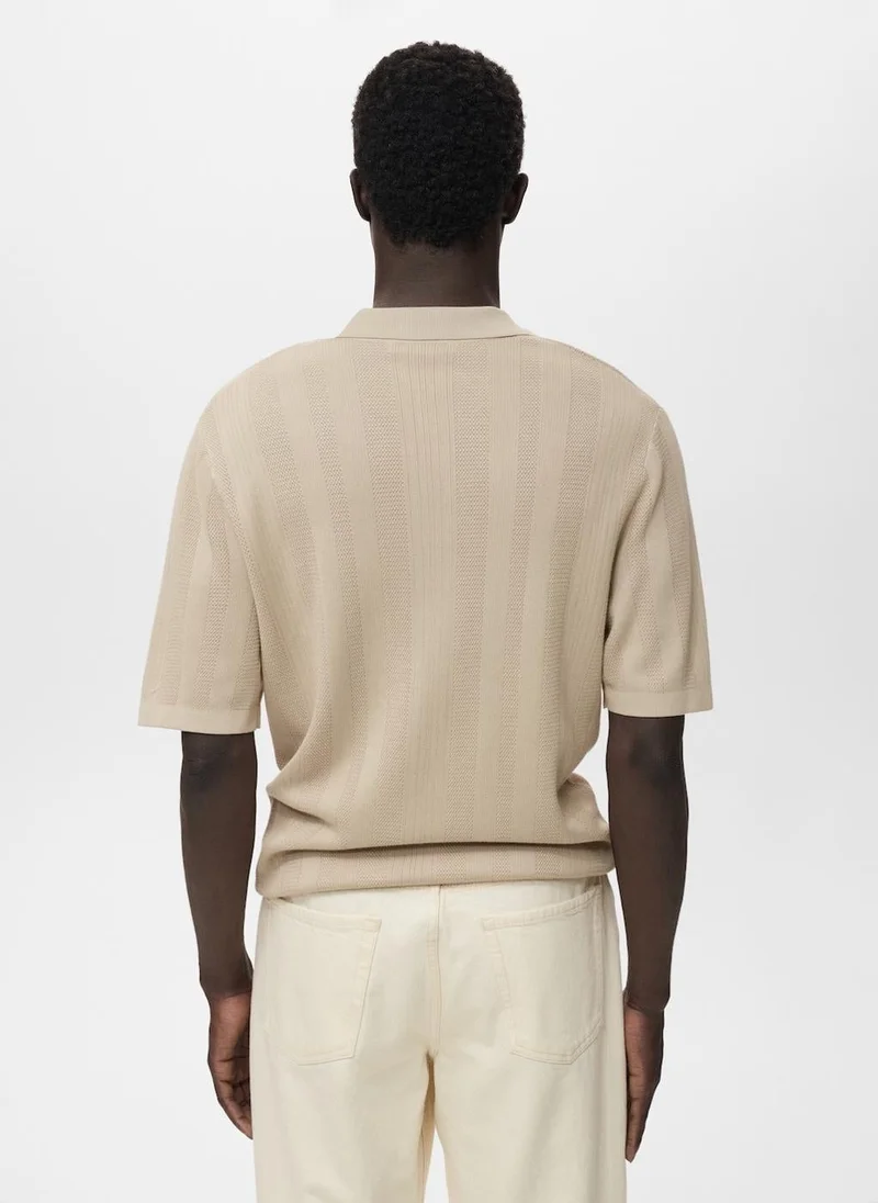 Mango Man Ribbed knit polo shirt