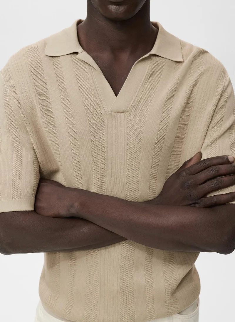 Mango Man  Ribbed knit polo shirt for Men | Best Price UAE