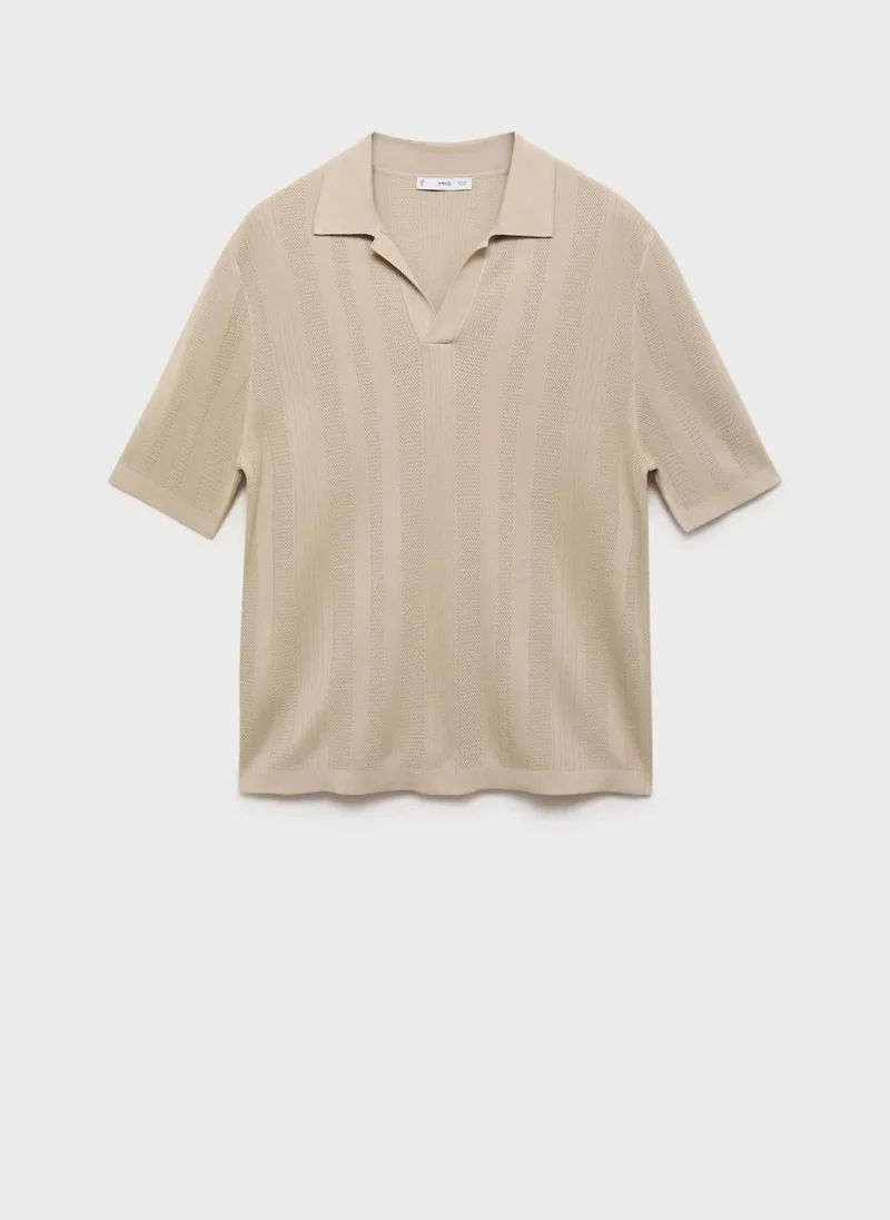Mango Man  Ribbed knit polo shirt for Men | Best Price UAE