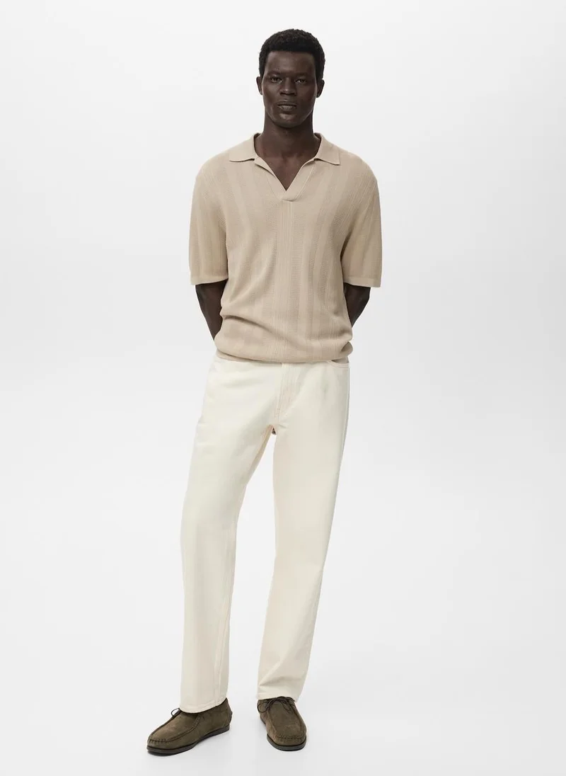 Mango Man  Ribbed knit polo shirt for Men | Best Price UAE
