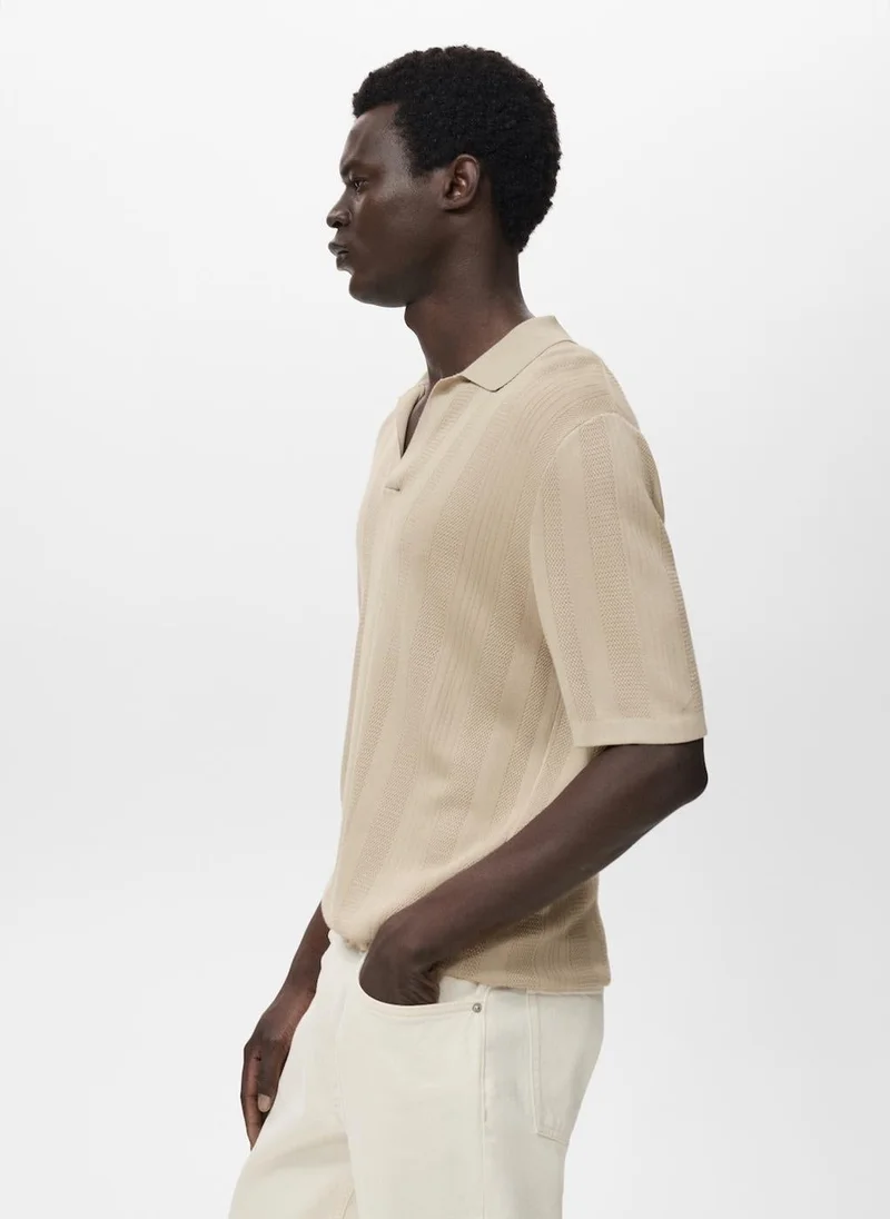 Mango Man  Ribbed knit polo shirt for Men | Best Price UAE