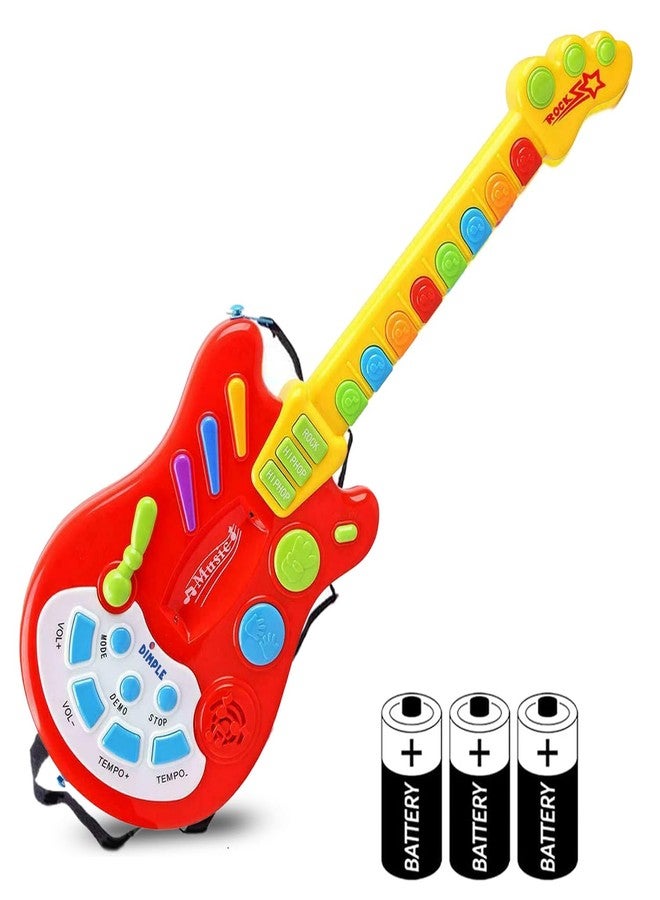 Dimple Kids Handheld Musical Electronic Toy Guitar with Over 20 Interactive Buttons, Levers and Modes for Children, Best Toy for Girls & Boys (Guitar with Batteries) - Image 1