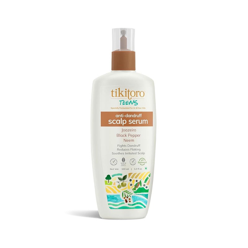 Tikitoro Teens AntiDandruff Scalp Serum with Joazeiro Black Pepper and Neem Promotes Good Microbes Fights Dandruff Causing Fungi Reduces Flaking and Itching All Skin Types Age 11 100ml x 1 - Image 1
