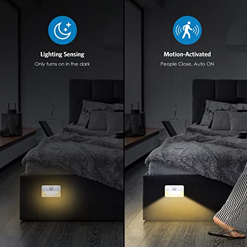 AMIR 4 Pack Mini Motion Sensor Stair Light for Indoor, Battery-Powered LED Night Light, 40 Lumen 3000K, Cordless Closet Lights, Safe Lights for Stairs, Hallway, Bathroom, Kitchen, Cabinet - Image 4