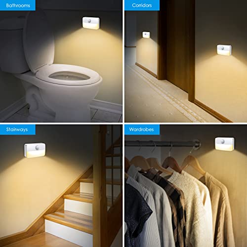 AMIR 4 Pack Mini Motion Sensor Stair Light for Indoor, Battery-Powered LED Night Light, 40 Lumen 3000K, Cordless Closet Lights, Safe Lights for Stairs, Hallway, Bathroom, Kitchen, Cabinet - Image 3
