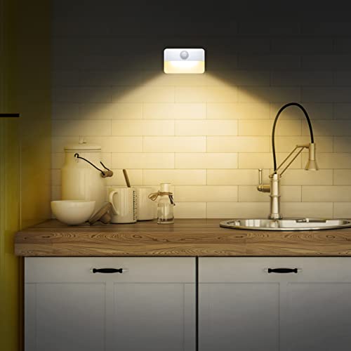 AMIR 4 Pack Mini Motion Sensor Stair Light for Indoor, Battery-Powered LED Night Light, 40 Lumen 3000K, Cordless Closet Lights, Safe Lights for Stairs, Hallway, Bathroom, Kitchen, Cabinet - Image 2