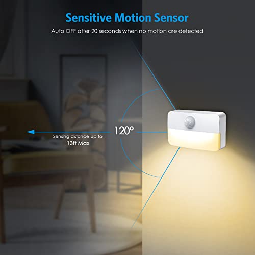 AMIR 4 Pack Mini Motion Sensor Stair Light for Indoor, Battery-Powered LED Night Light, 40 Lumen 3000K, Cordless Closet Lights, Safe Lights for Stairs, Hallway, Bathroom, Kitchen, Cabinet - Image 5