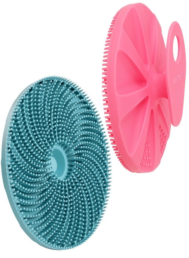 INNERNEED® More Hygienic Silicone Body Scrubber Exfoliating & Massaging Shower Brush, Bathing Tool, for All Skin Types, Lathers Well, Longer Service Life (Dark Green+Pink) - Image 1