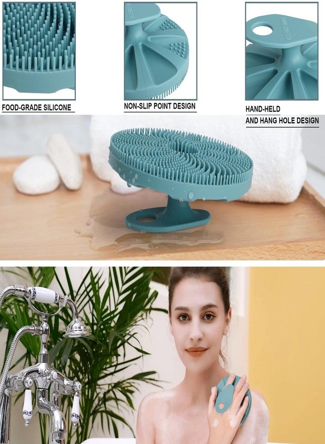 INNERNEED® More Hygienic Silicone Body Scrubber Exfoliating & Massaging Shower Brush, Bathing Tool, for All Skin Types, Lathers Well, Longer Service Life (Dark Green+Pink) - Image 4
