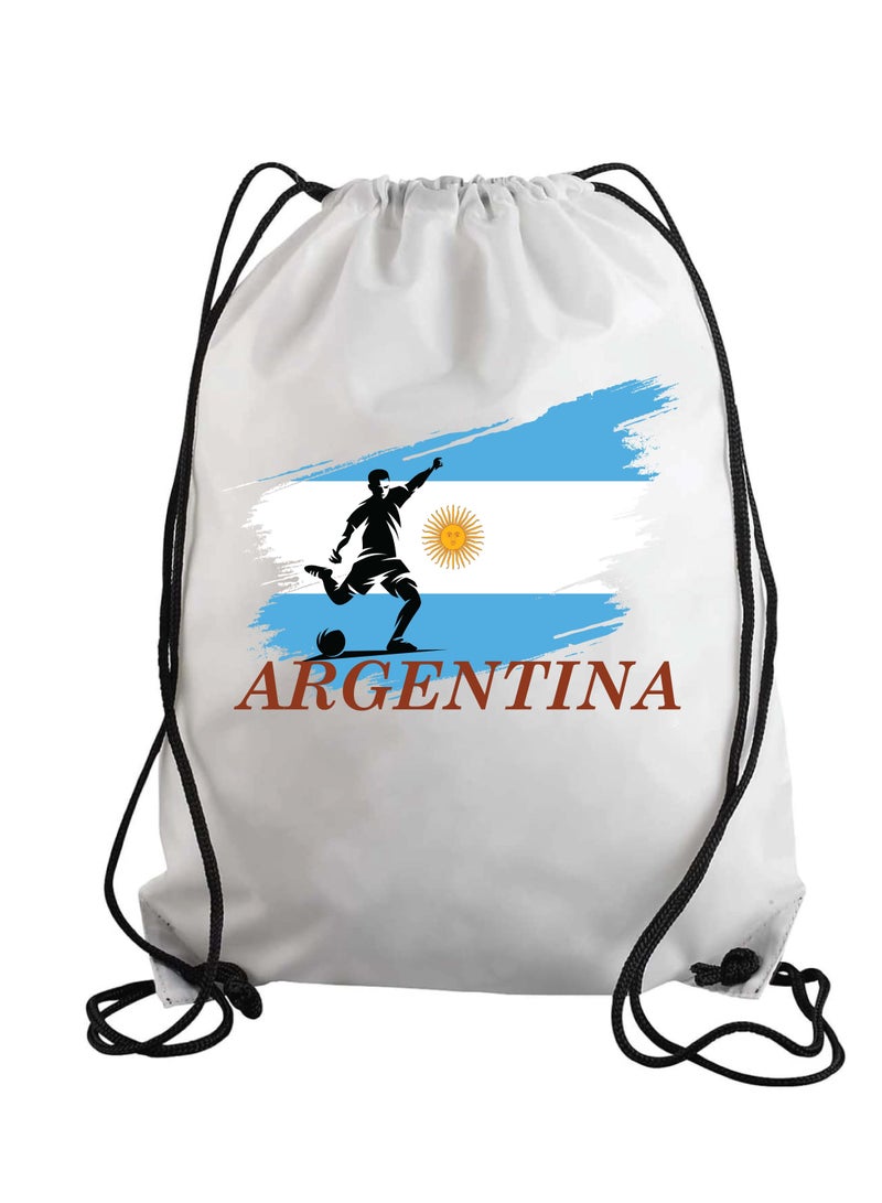 Argentina Soccer Drawstring Bag or Backpack Suitable for Adults and Kids and Sports Fans Design 1